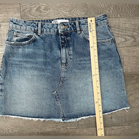 🆕ZARA Denim Collection Mini Skirt | Color: Blue | Size: M-28 - Picture 14 of 16